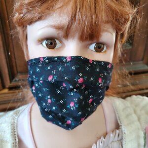 Kid Size Mask w/ Silver/Copper Filters-Roses on Bl